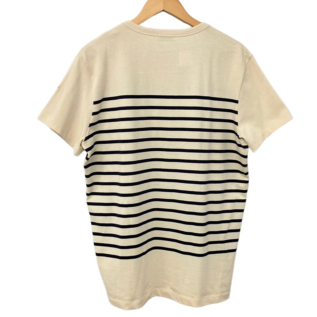 Moncler Short Sleeve T-Shirt Maglia Beige Black Multi Crew Neck Border — view 2