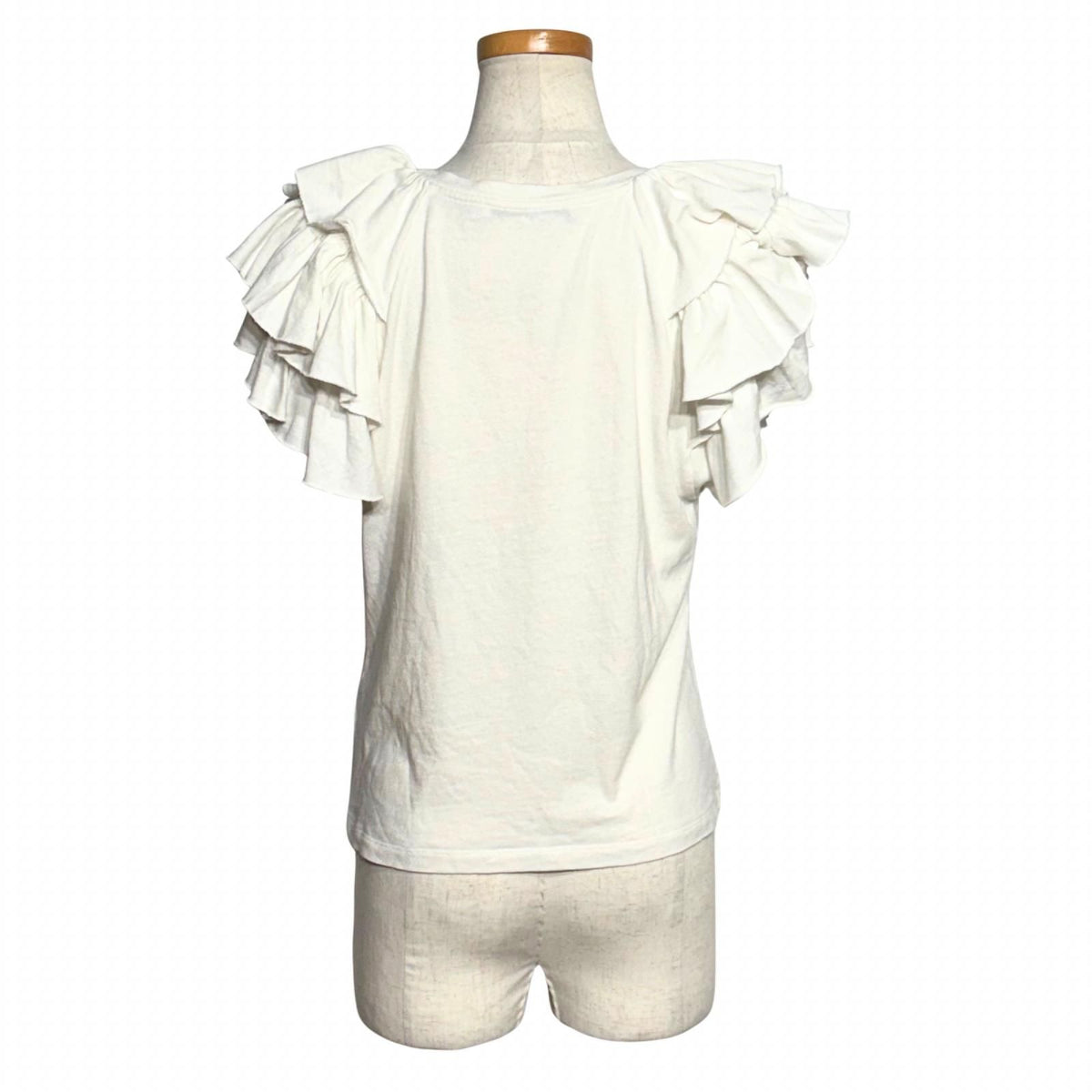Dior Front Logo Ruffle Short Sleeve T-Shirt White Cotton L — view 3