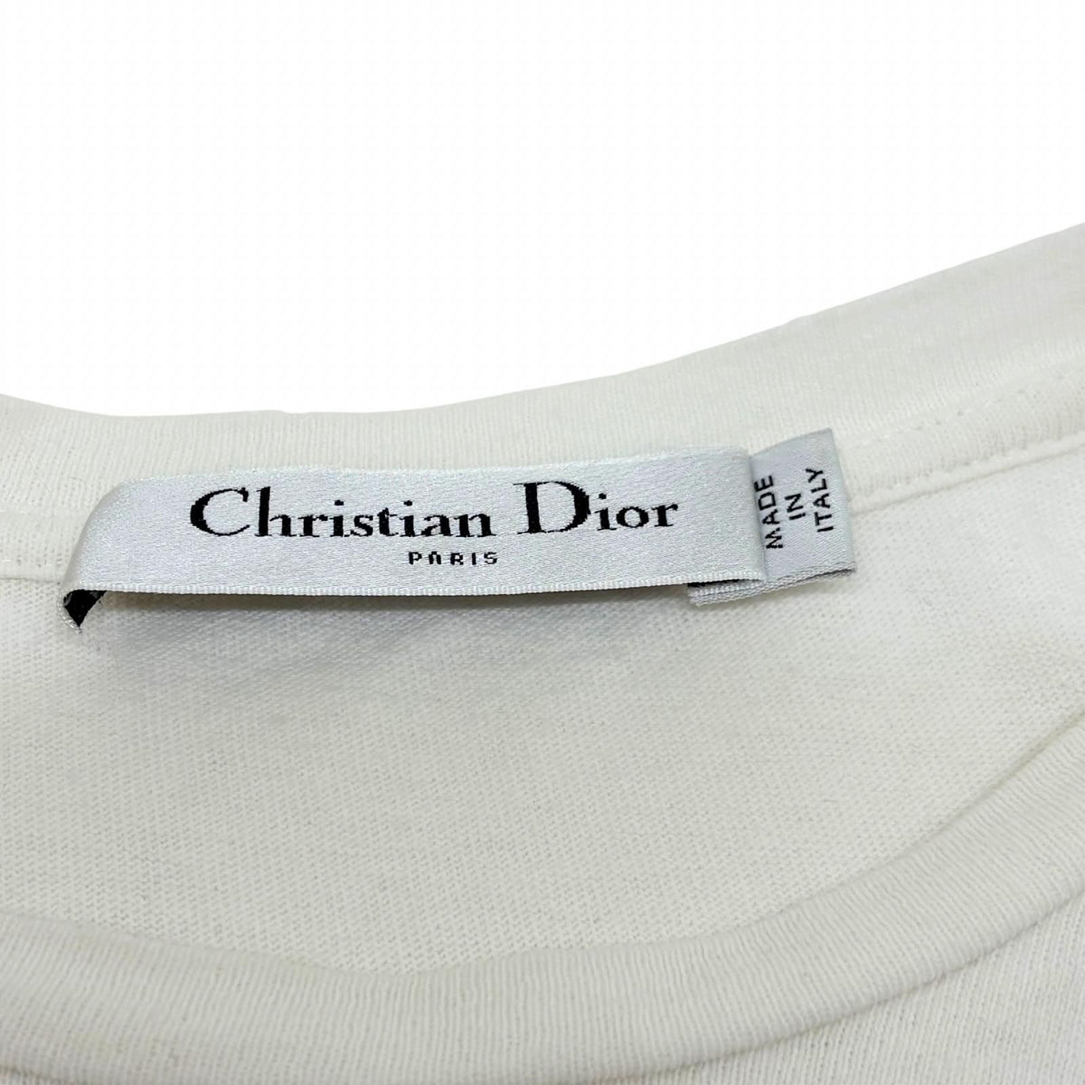 Dior Front Logo Ruffle Short Sleeve T-Shirt White Cotton L — view 5