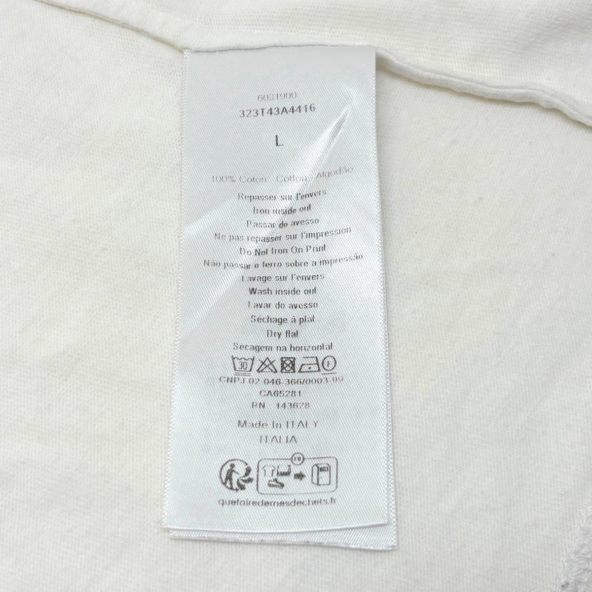 Dior Front Logo Ruffle Short Sleeve T-Shirt White Cotton L — view 6