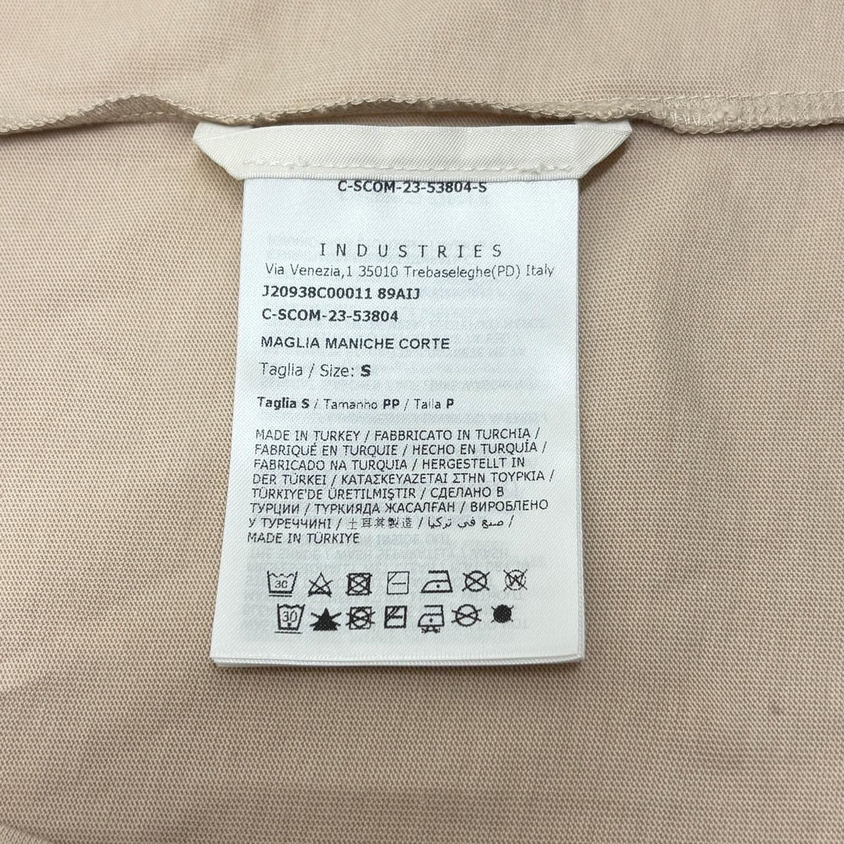 Moncler Logo Embroidery Short Sleeve T-Shirt Pink Beige Cotton S — view 6