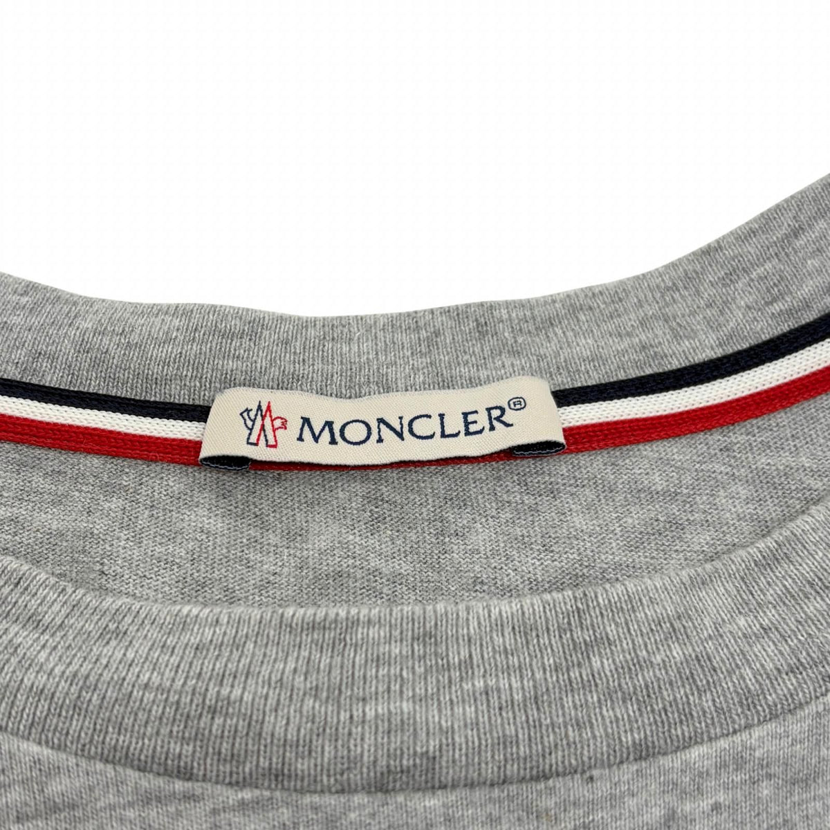 Moncler Rubber Logo Short Sleeve T-Shirt Gray Navy Cotton Nylon S — view 5