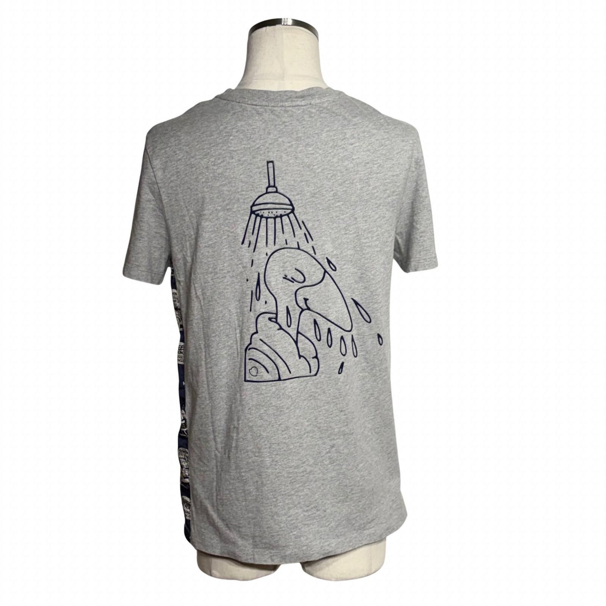 Moncler Rubber Logo Short Sleeve T-Shirt Gray Navy Cotton Nylon S — view 3