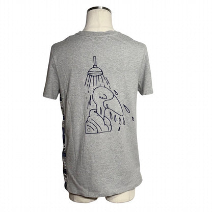 Moncler Rubber Logo Short Sleeve T-Shirt Gray Navy Cotton Nylon S — view 3