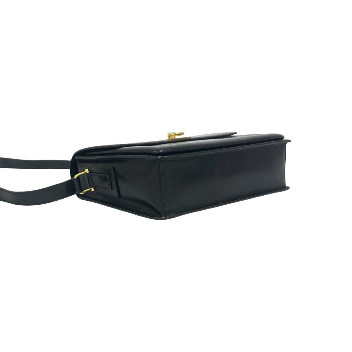 Celine Vintage Logo Ring Leather Shoulder Bag Pochette Crossbody Black — view 7