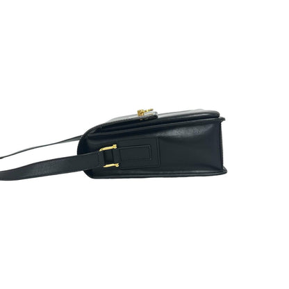 Celine Vintage Logo Ring Leather Shoulder Bag Pochette Crossbody Black — view 5