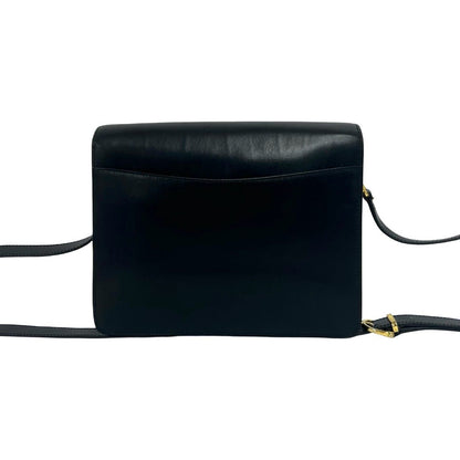 Celine Vintage Logo Ring Leather Shoulder Bag Pochette Crossbody Black — view 3