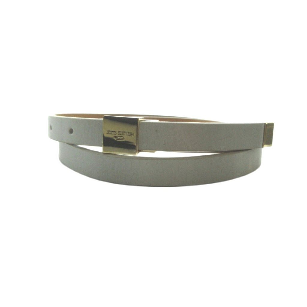 Louis Vuitton Ceinture Gray Narrow Belt Gold Logo Leather Silver — view 2