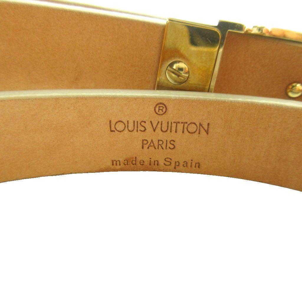 Louis Vuitton Ceinture Gray Narrow Belt Gold Logo Leather Silver — view 6