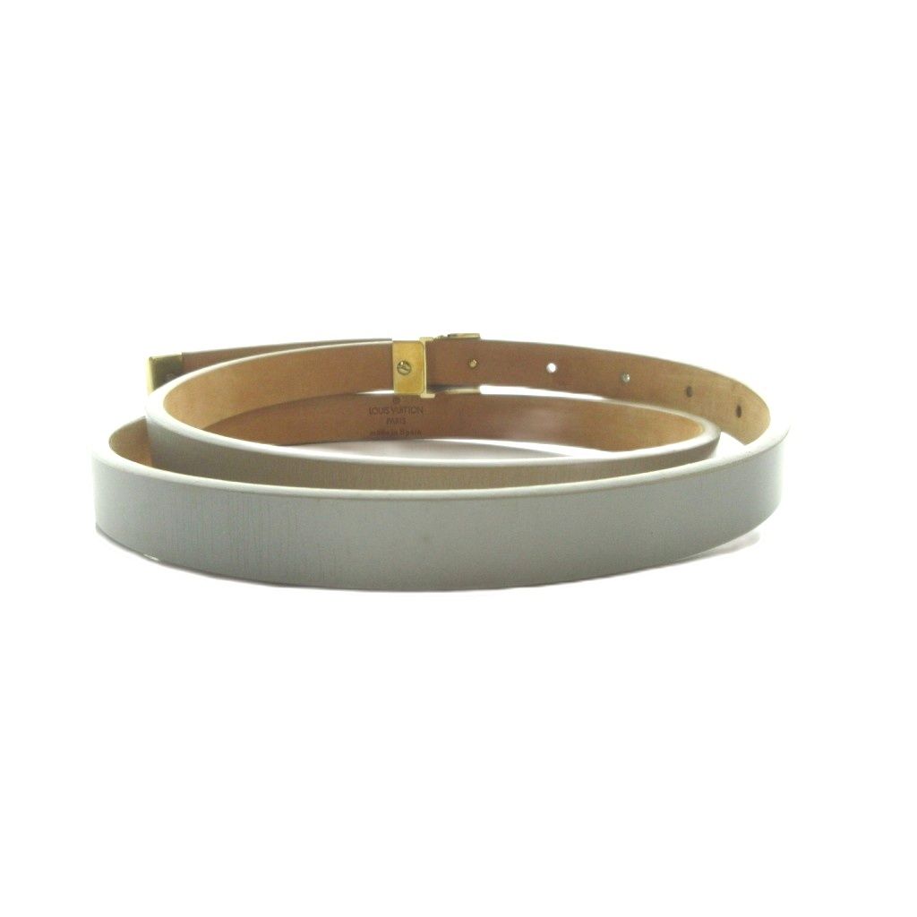 Louis Vuitton Ceinture Gray Narrow Belt Gold Logo Leather Silver — view 3