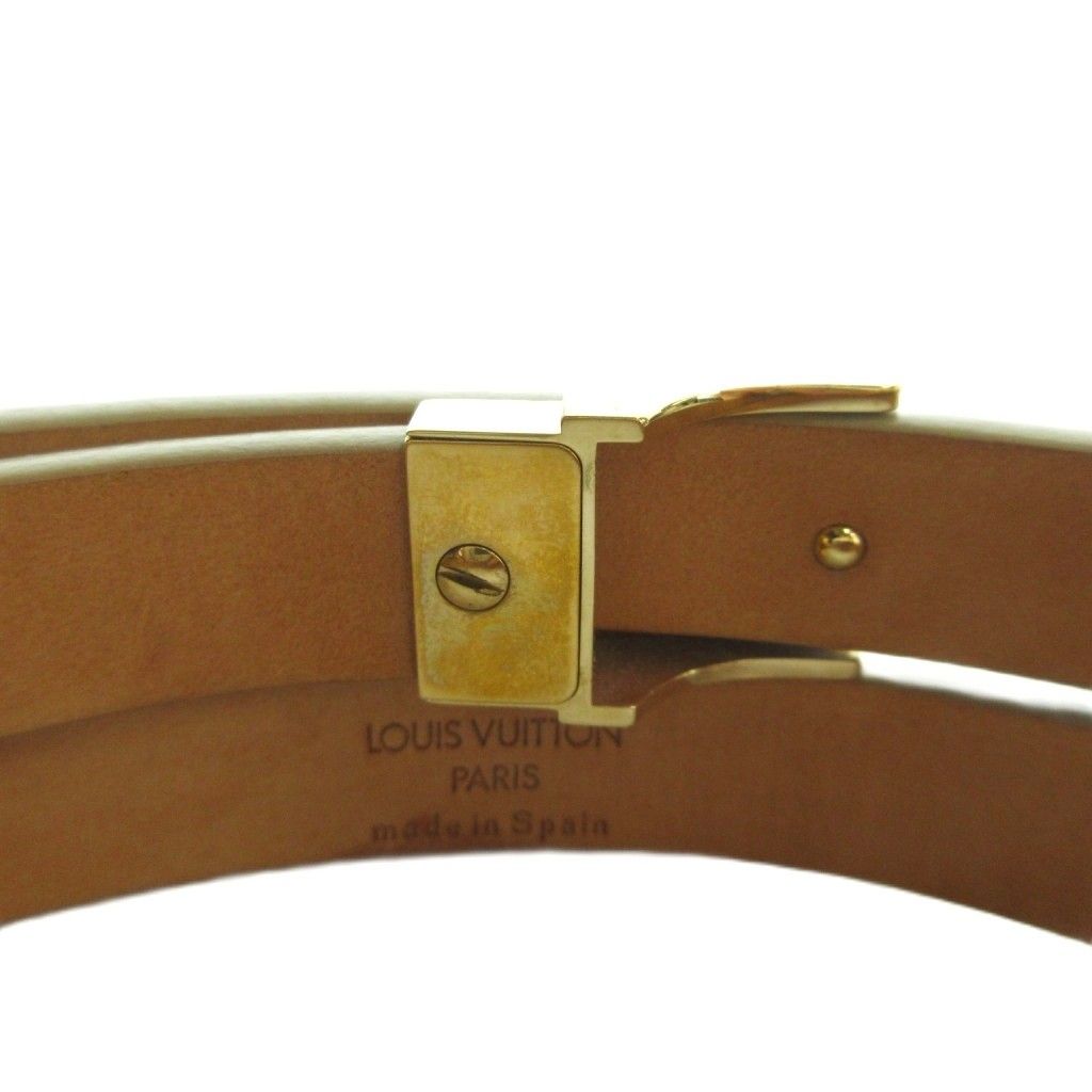 Louis Vuitton Ceinture Gray Narrow Belt Gold Logo Leather Silver — view 5