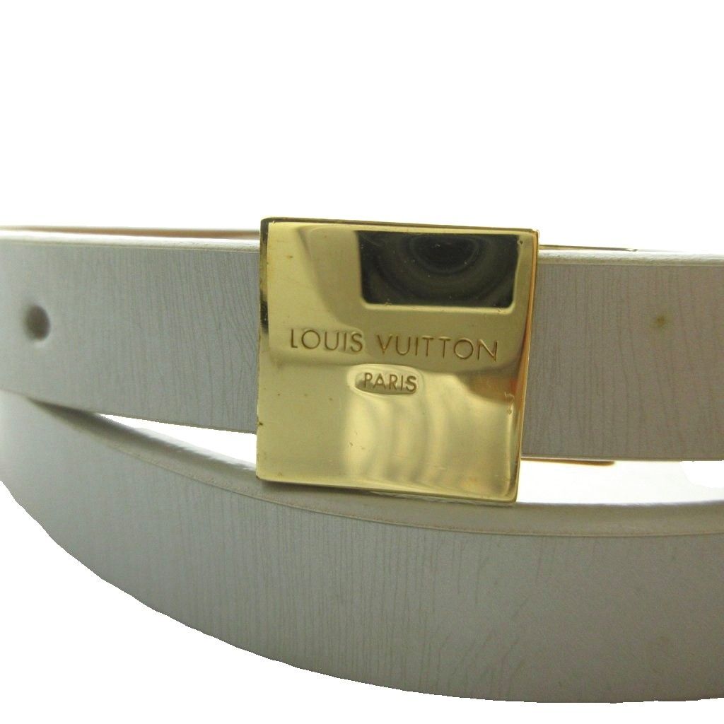 Louis Vuitton Ceinture Gray Narrow Belt Gold Logo Leather Silver — view 4