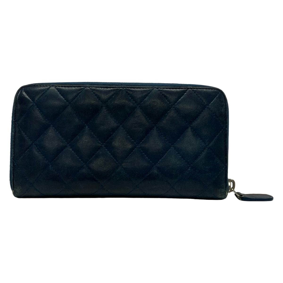 Chanel Wallet Quilted Dark Navy Zip Around Lambskin — view 2