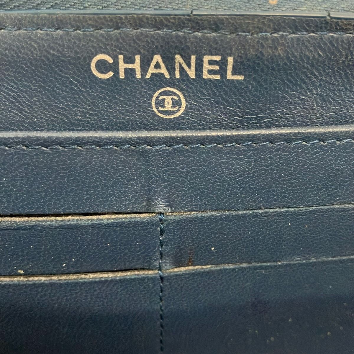 Chanel Wallet Quilted Dark Navy Zip Around Lambskin — view 5