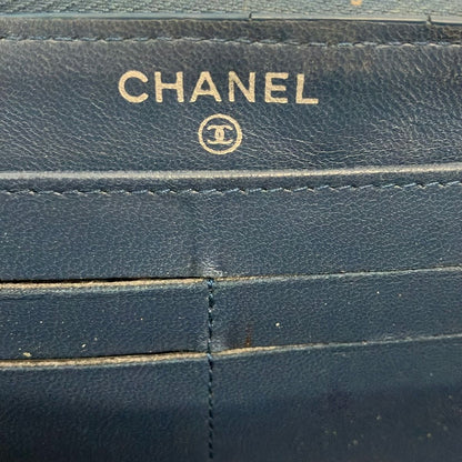 Chanel Wallet Quilted Dark Navy Zip Around Lambskin — view 5