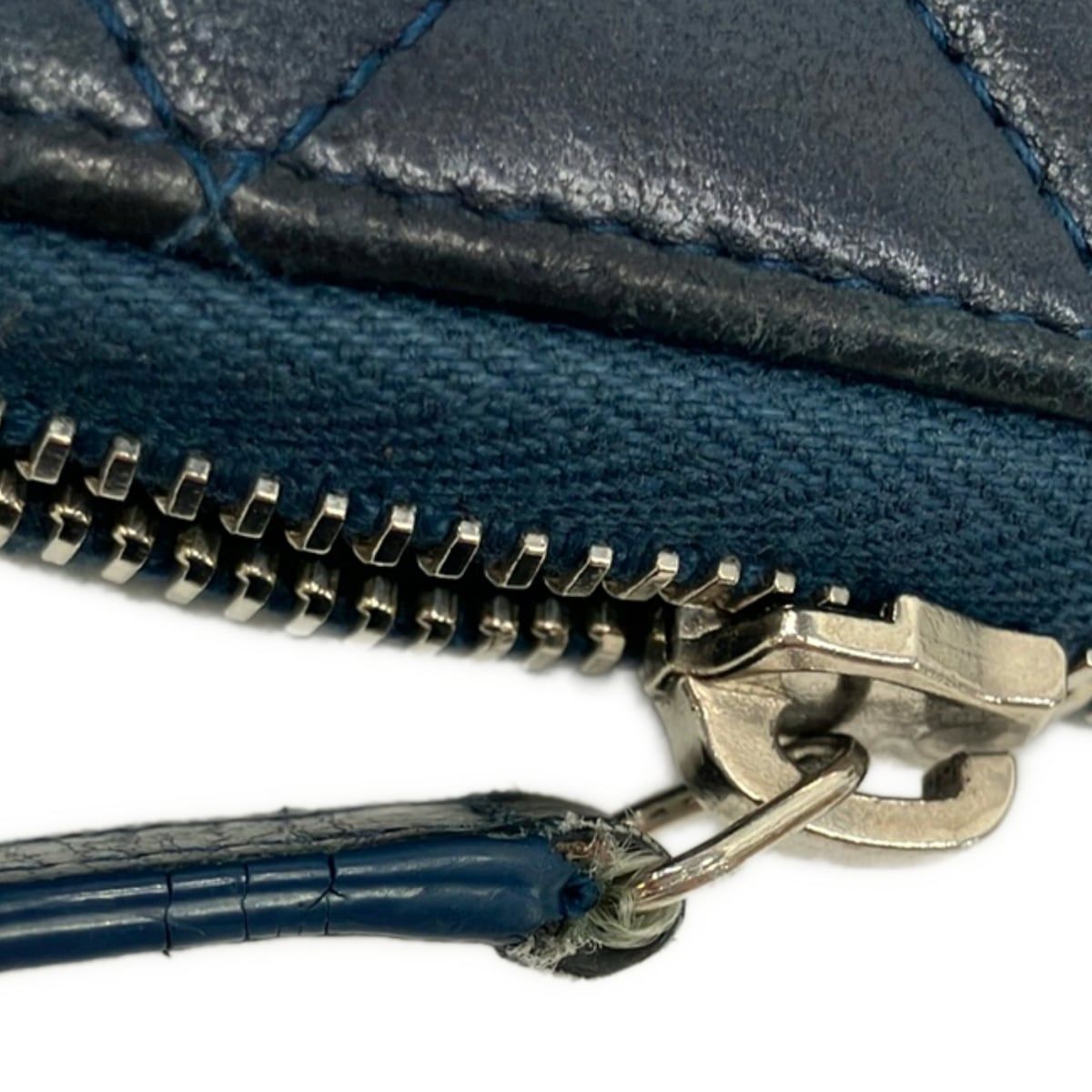 Chanel Wallet Quilted Dark Navy Zip Around Lambskin — view 7