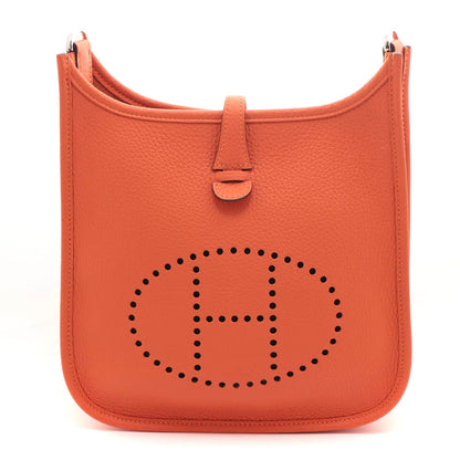 Hermes Evelyne III 23 Tangerine Silver Shoulder Bag Taurillon Clemence