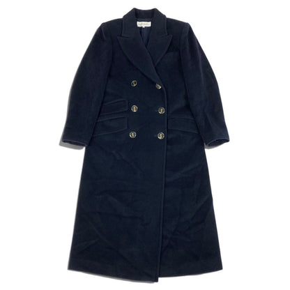Saint Laurent Double Breasted Chesterfield YSL Logo Button Long Coat Dark 36 — view 2