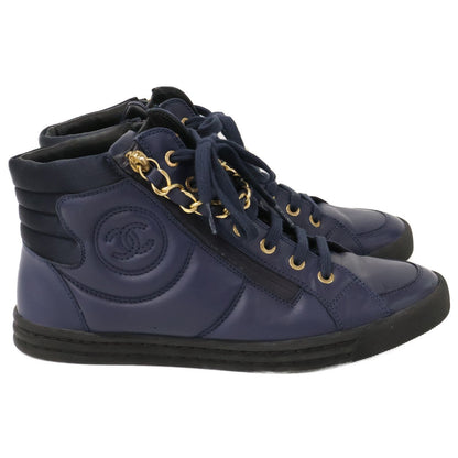 Chanel CC Logo Zip High Top Sneakers — view 5