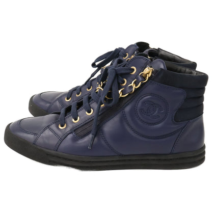 Chanel CC Logo Zip High Top Sneakers — view 3