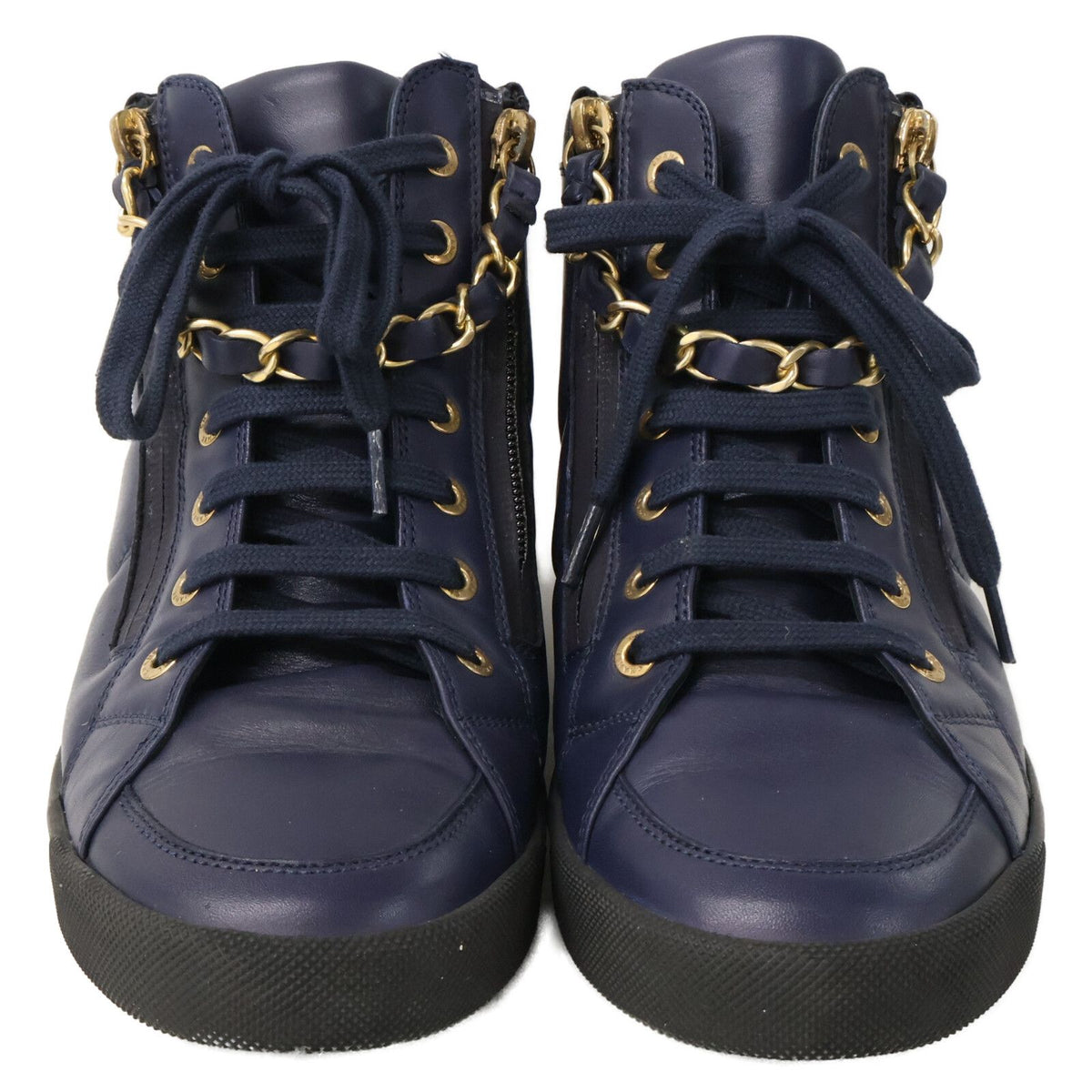 Chanel CC Logo Zip High Top Sneakers — view 2