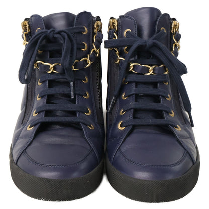 Chanel CC Logo Zip High Top Sneakers — view 2