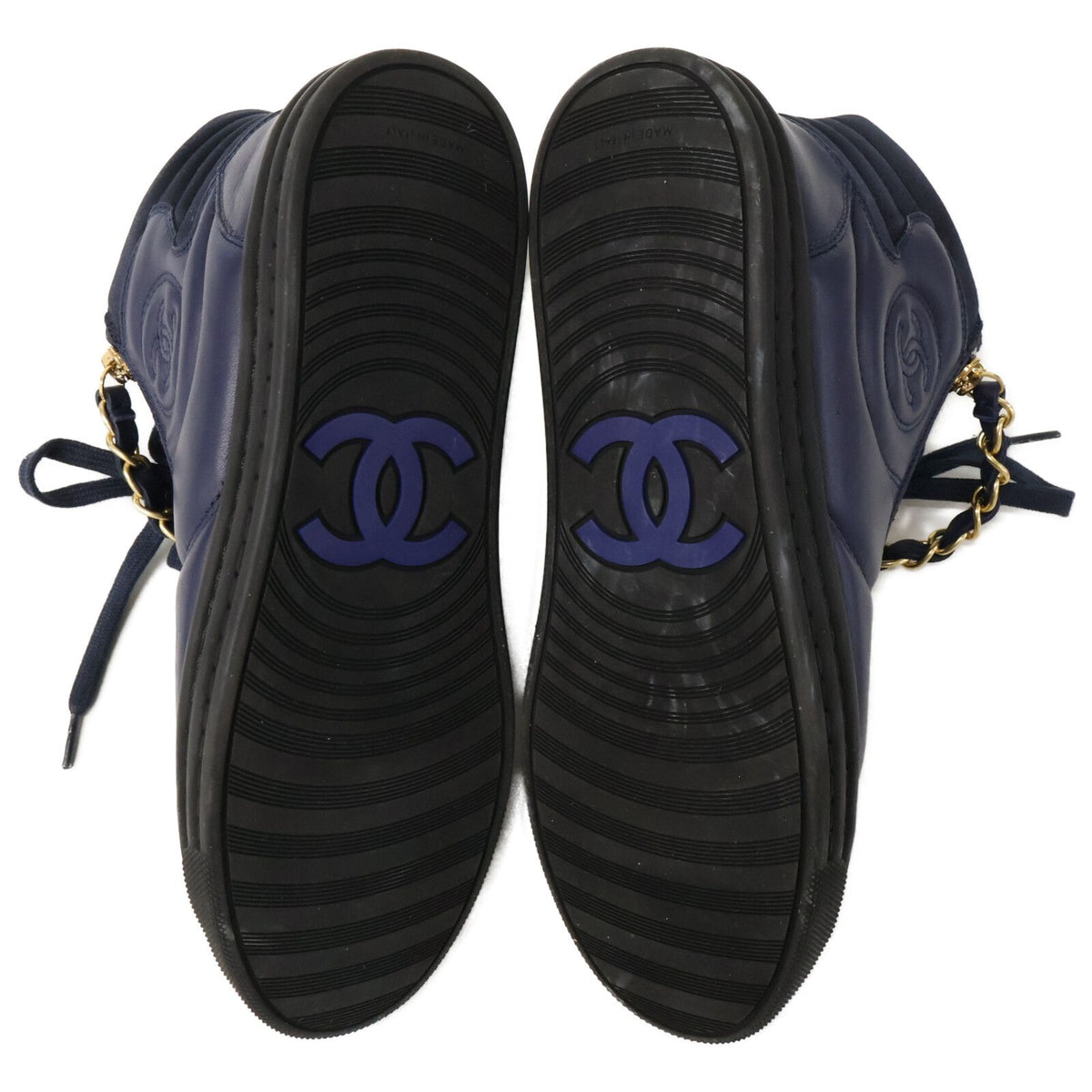 Chanel CC Logo Zip High Top Sneakers — view 7