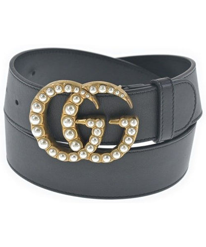 Gucci Pearl GG Marmont Belt Black
