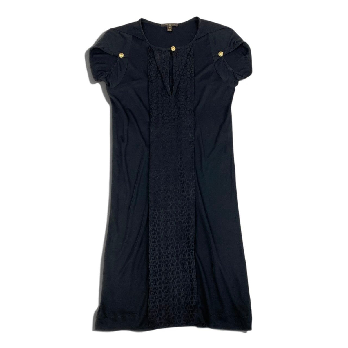 Louis Vuitton Monogram Short Sleeve Dress Gold Button Black 36 — view 2