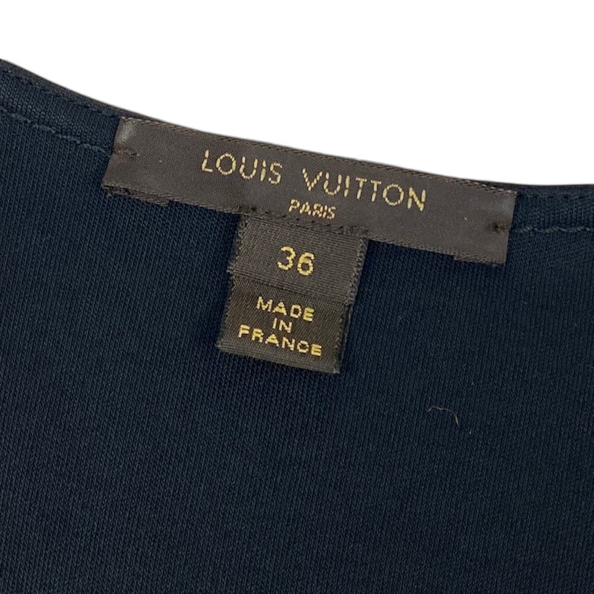 Louis Vuitton Monogram Short Sleeve Dress Gold Button Black 36 — view 8