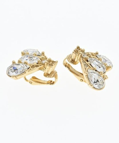 Dior Rhinestone Earrings Vintage Gold — view 4