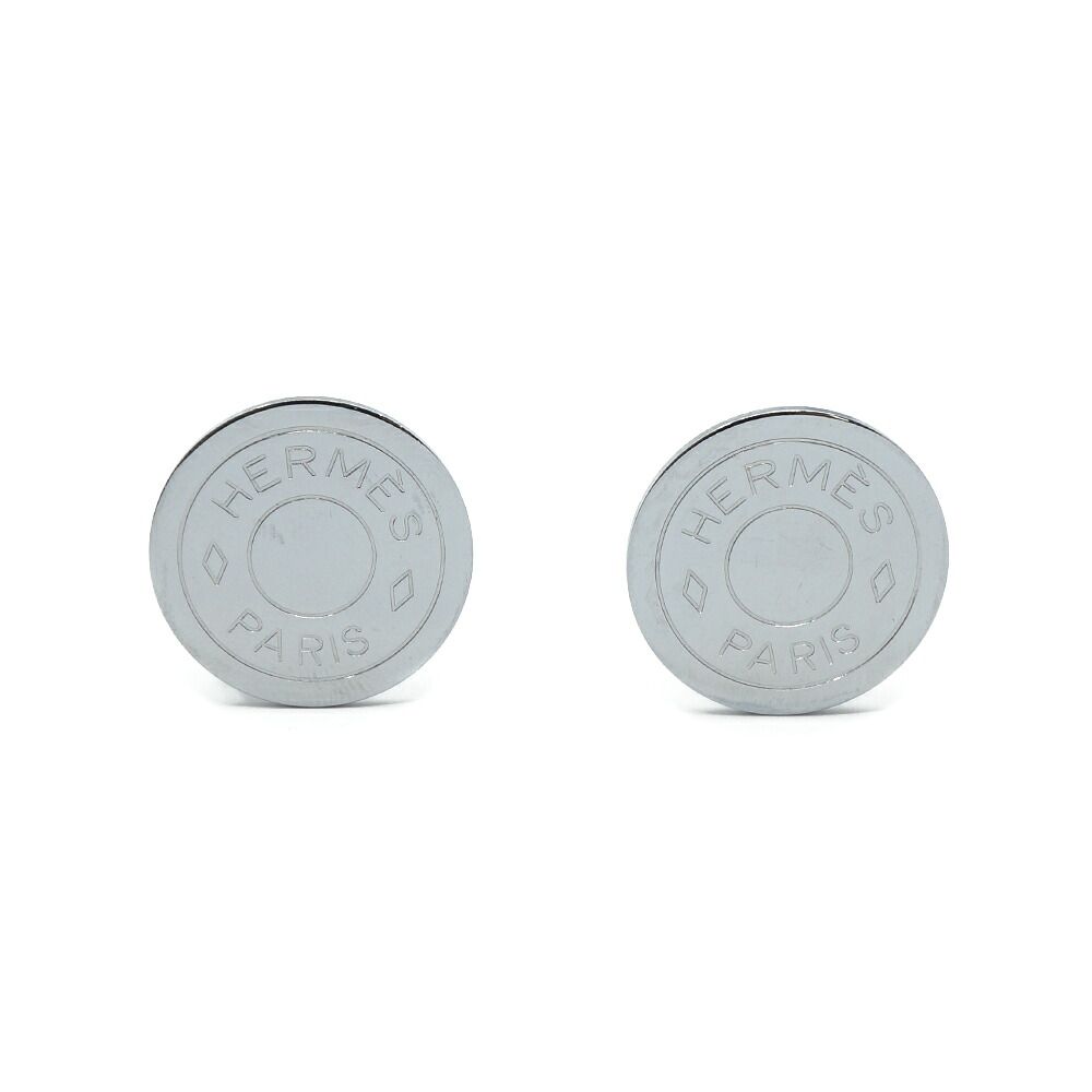 Hermes Sellier Earrings Silver