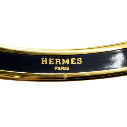 Hermes Enamel PM Black Bangle Bracelet Gold — view 5