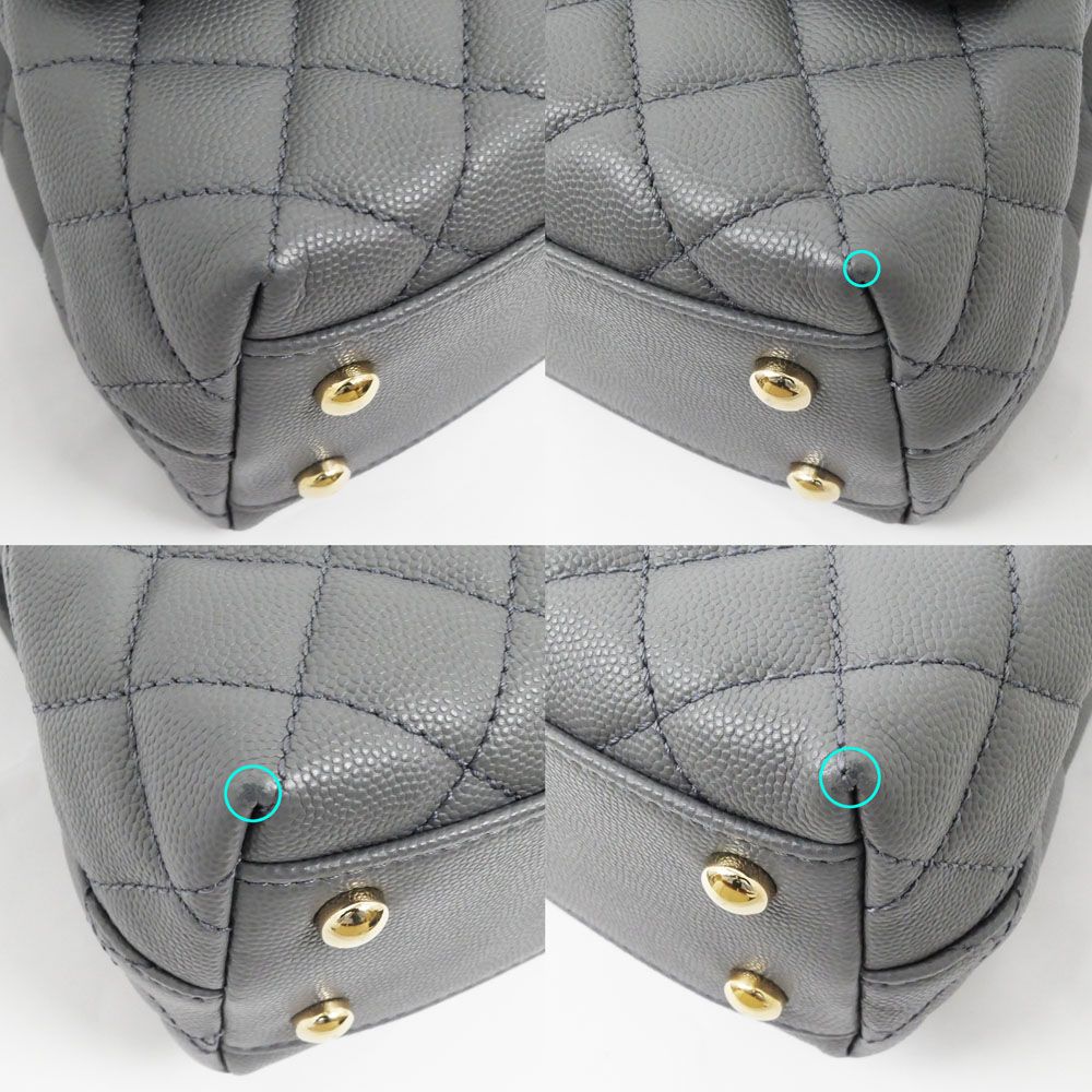Chanel Coco Handle XS Gray Champagne Gold Caviar Leather Chain Shoulder Bag — view 4