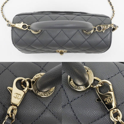 Chanel Coco Handle XS Gray Champagne Gold Caviar Leather Chain Shoulder Bag — view 5