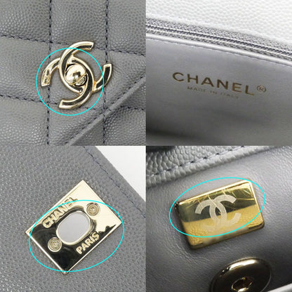 Chanel Coco Handle XS Gray Champagne Gold Caviar Leather Chain Shoulder Bag — view 7