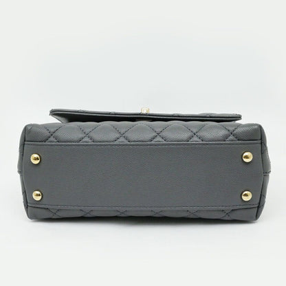 Chanel Coco Handle XS Gray Champagne Gold Caviar Leather Chain Shoulder Bag — view 3