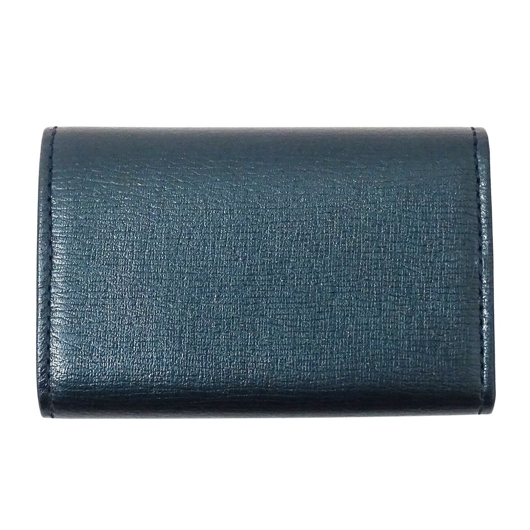 Gucci Key Case Interlocking G Leather Metallic Blue Green Compact Small Key — view 2