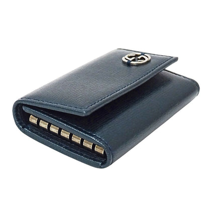 Gucci Key Case Interlocking G Leather Metallic Blue Green Compact Small Key — view 3