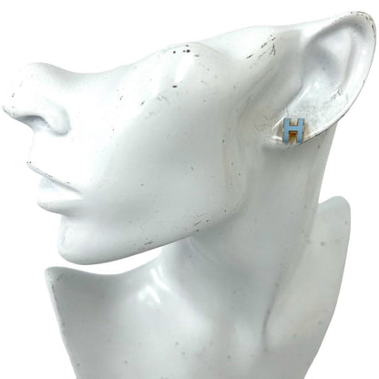 Hermes Mini Pop H Earrings Gold Blue — view 2