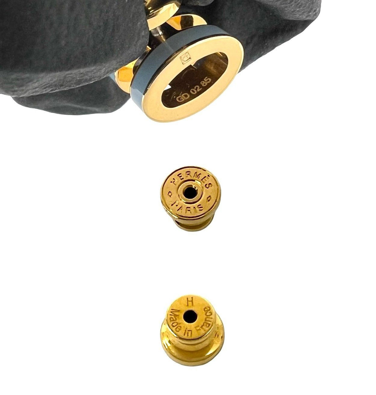 Hermes Mini Pop H Earrings Gold Blue — view 3