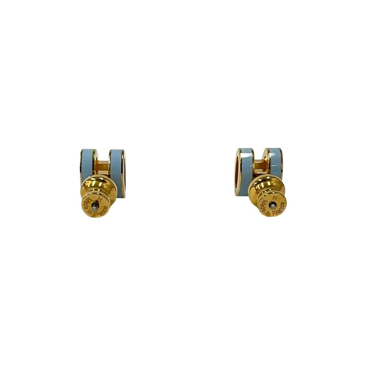 Hermes Mini Pop H Earrings Gold Blue — view 6