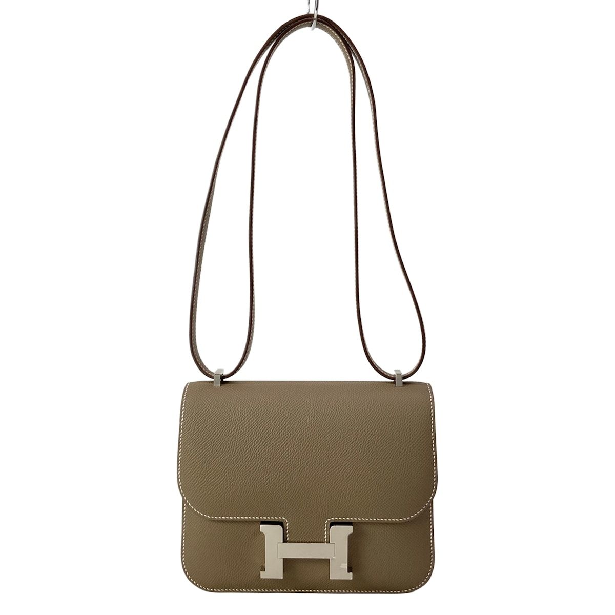 Hermes Shoulder Bag Constance Miroir 18 Etoupe Silver