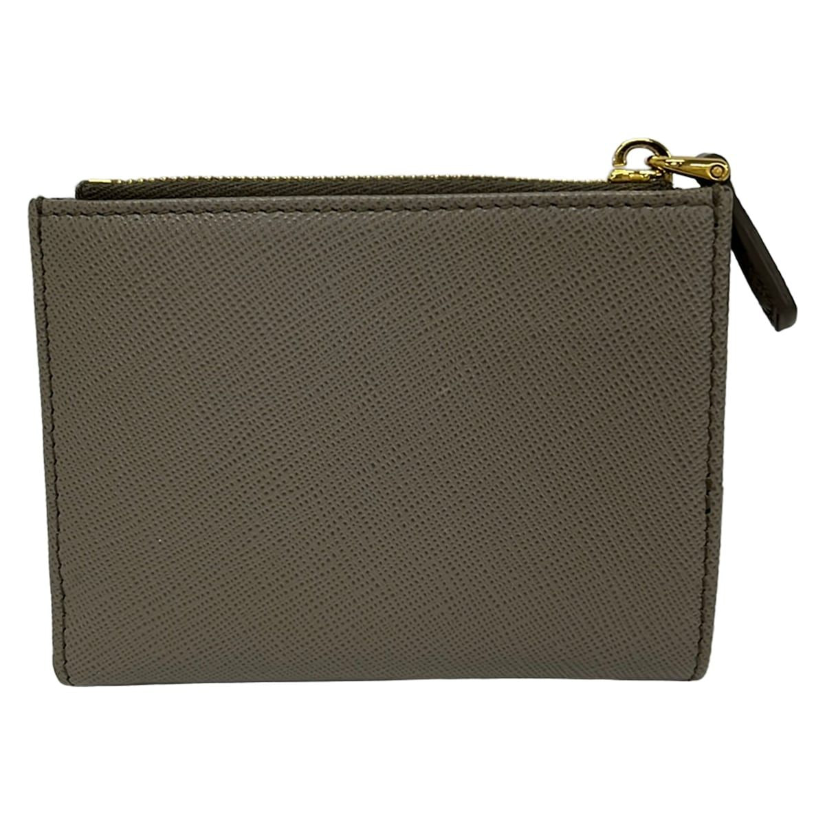 Prada Bifold Wallet Gray Light Pink White Leather — view 2