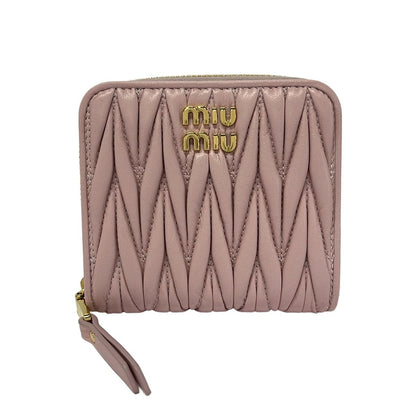 Miu Miu Bifold Wallet Matelasse Light Pink Leather