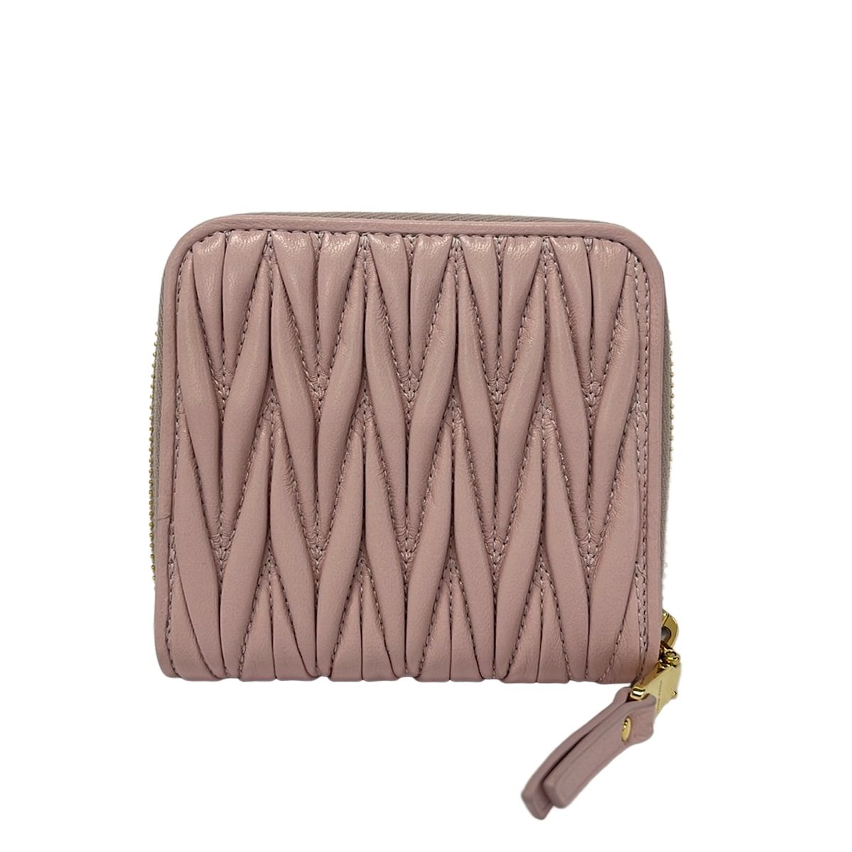 Miu Miu Bifold Wallet Matelasse Light Pink Leather — view 2