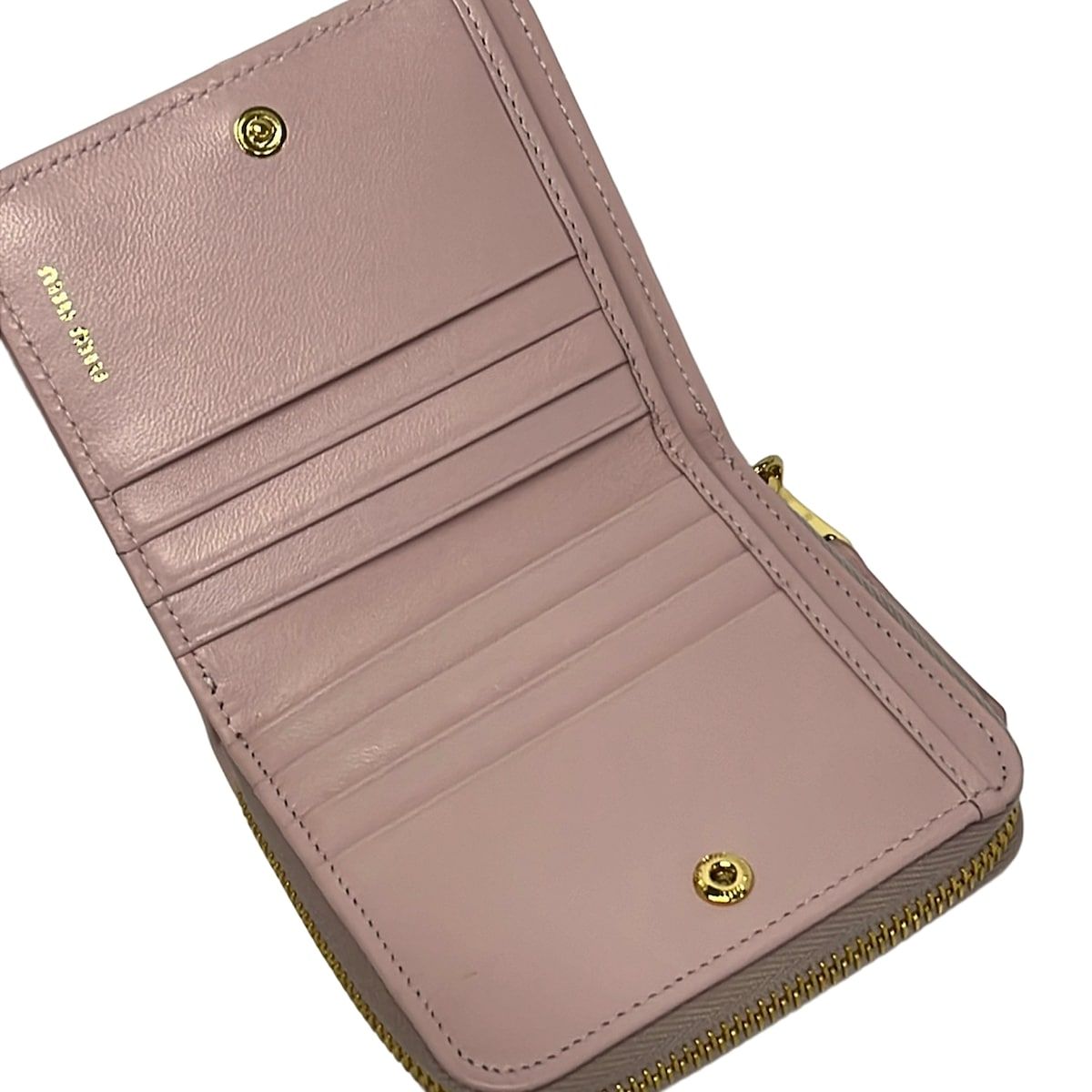 Miu Miu Bifold Wallet Matelasse Light Pink Leather — view 3