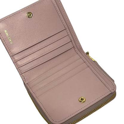 Miu Miu Bifold Wallet Matelasse Light Pink Leather — view 3