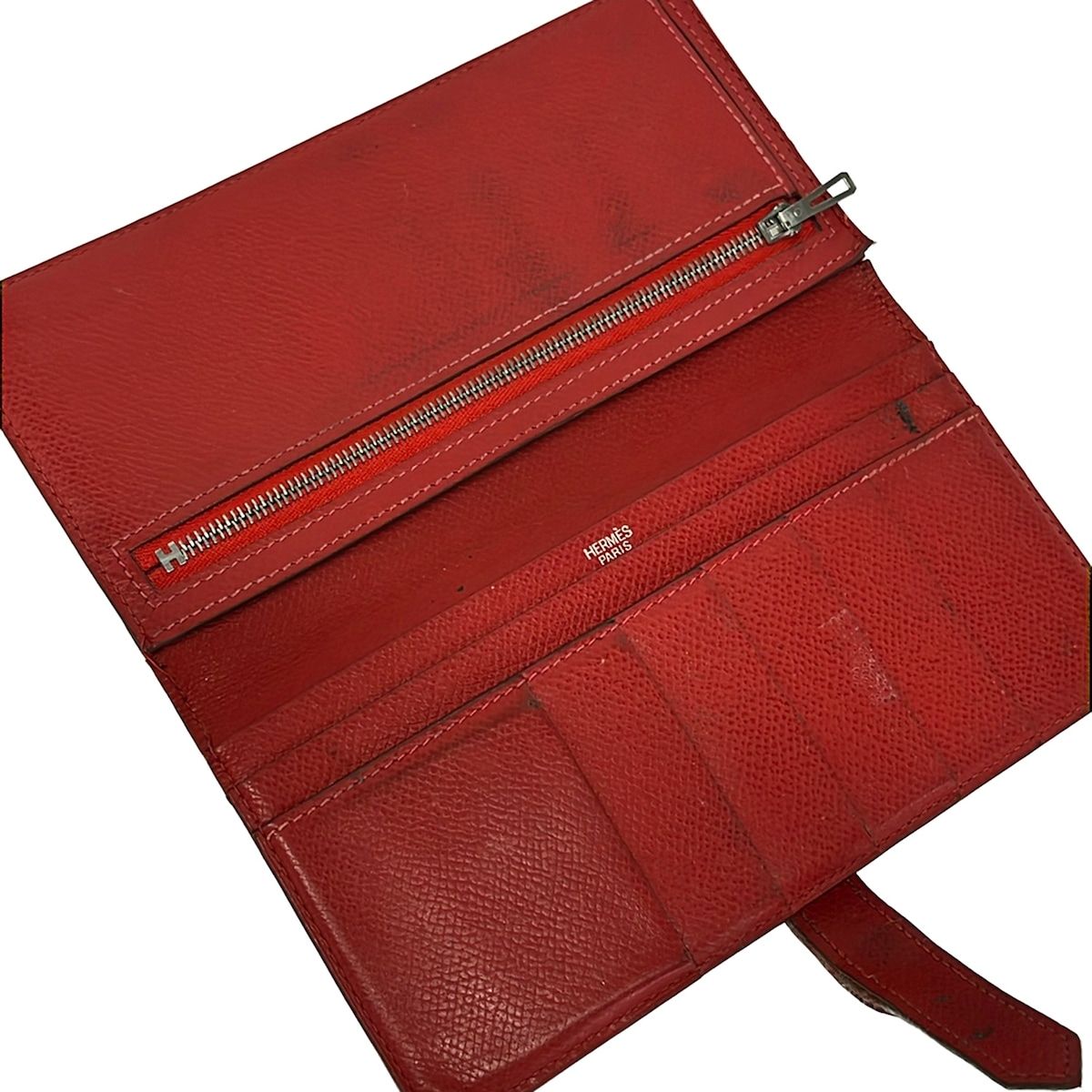 Hermes Wallet Bearn Vermilion Silver — view 3