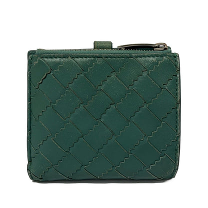 Bottega Veneta Bifold Wallet Intrecciato Zigzag Blue Green Leather — view 2